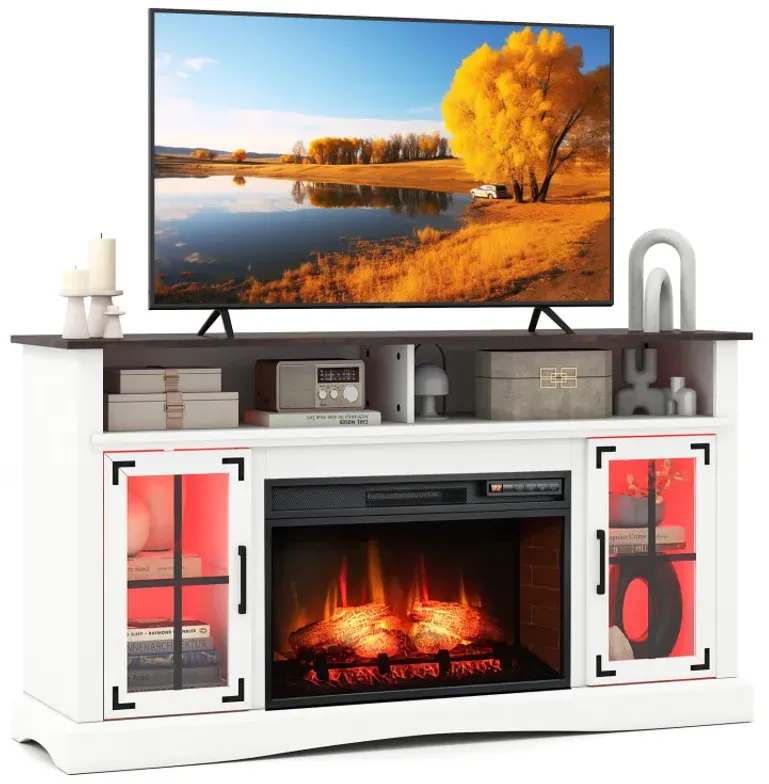 Fireplace TV Stand with Remote Controls and Thermostat for TVs Up to 50 Inch