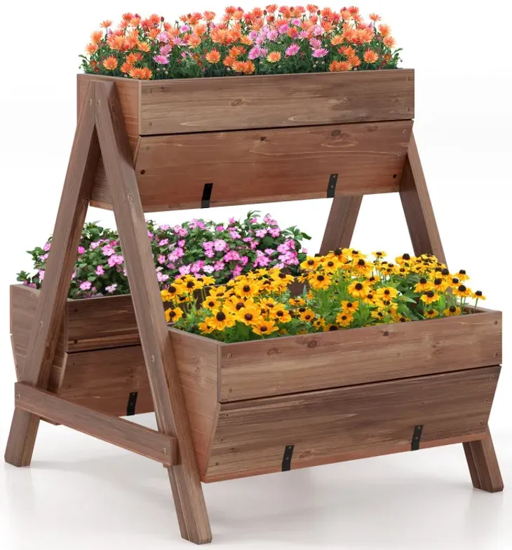 Freestanding Vertical Raised Garden bed with 3 Wooden Planter Boxes