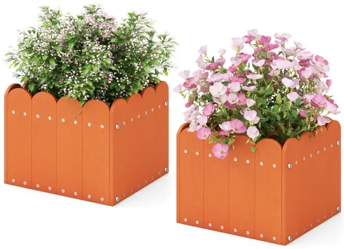 2 Pack Square Planter Box with Drainage Gaps for for Front Porch Garden Balcony