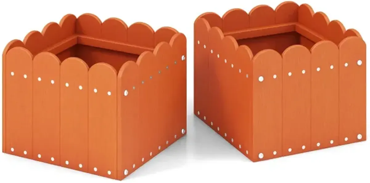 2 Pack Square Planter Box with Drainage Gaps for for Front Porch Garden Balcony
