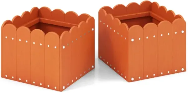 2 Pack Square Planter Box with Drainage Gaps for for Front Porch Garden Balcony