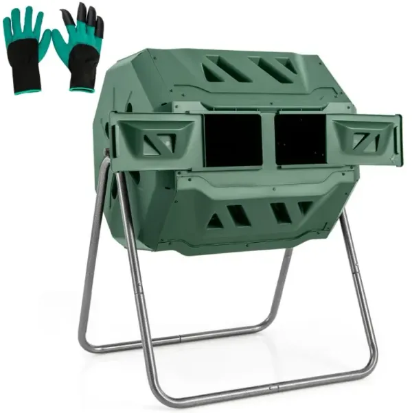 360° Rotatable Tumbling Composter with 2 Sliding Doors