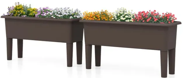 2 PCS Raised Garden Beds Self-Watering Planter Box with Detachable Legs and Drainage Hole