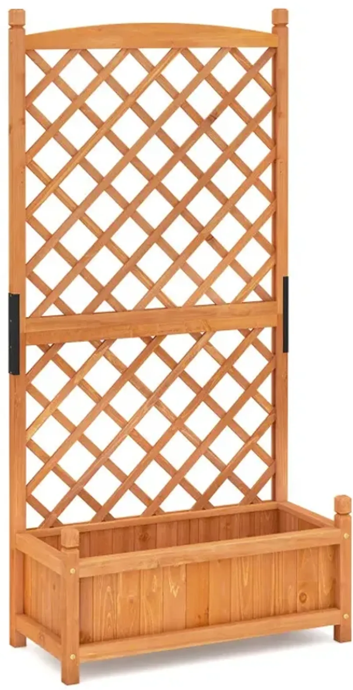 60 Inch Tall Raised Garden Bed with Diamond Lattice Trellis and Drainage Holes