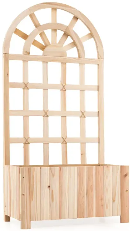 Wooden Raised Garden Bed with Trellis 48 Inch Outdoor Screen