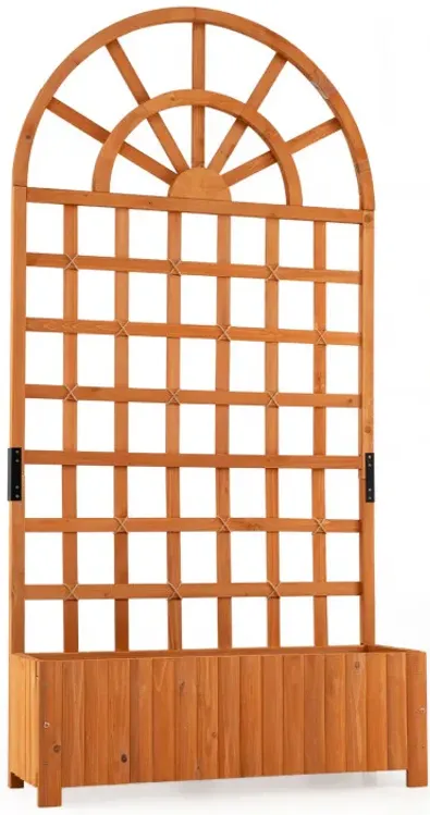 Wooden Raised Garden Bed with Trellis 71" Outdoor Planter Box Privacy Screen