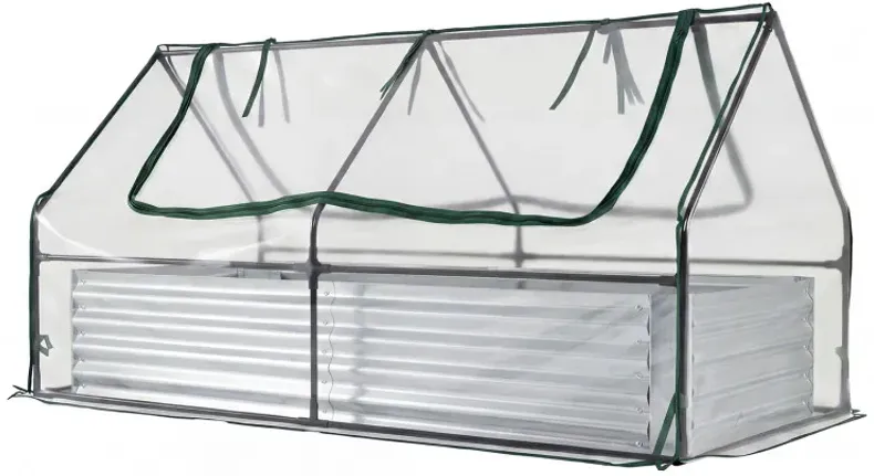 69 x 33 x 12 Inch Galvanized Raised Garden Bed with Cover