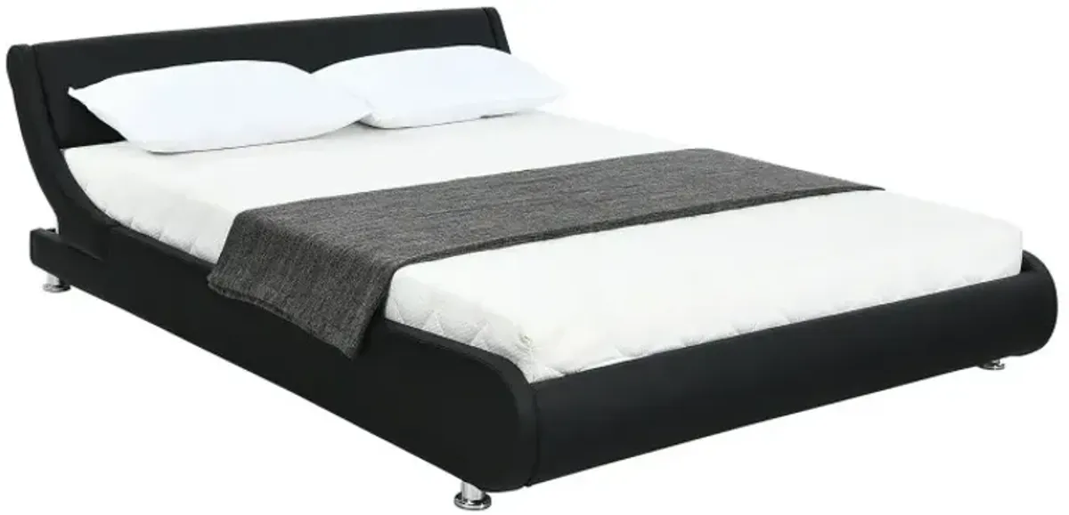 Full Size Faux Leather Upholstered Platform Bed Adjustable Headboard