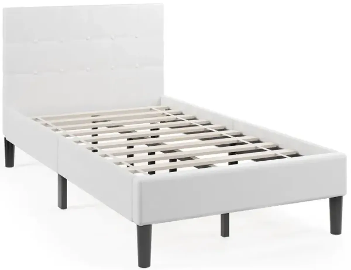 Twin Upholstered Bed Frame with Button Tufted Headboard