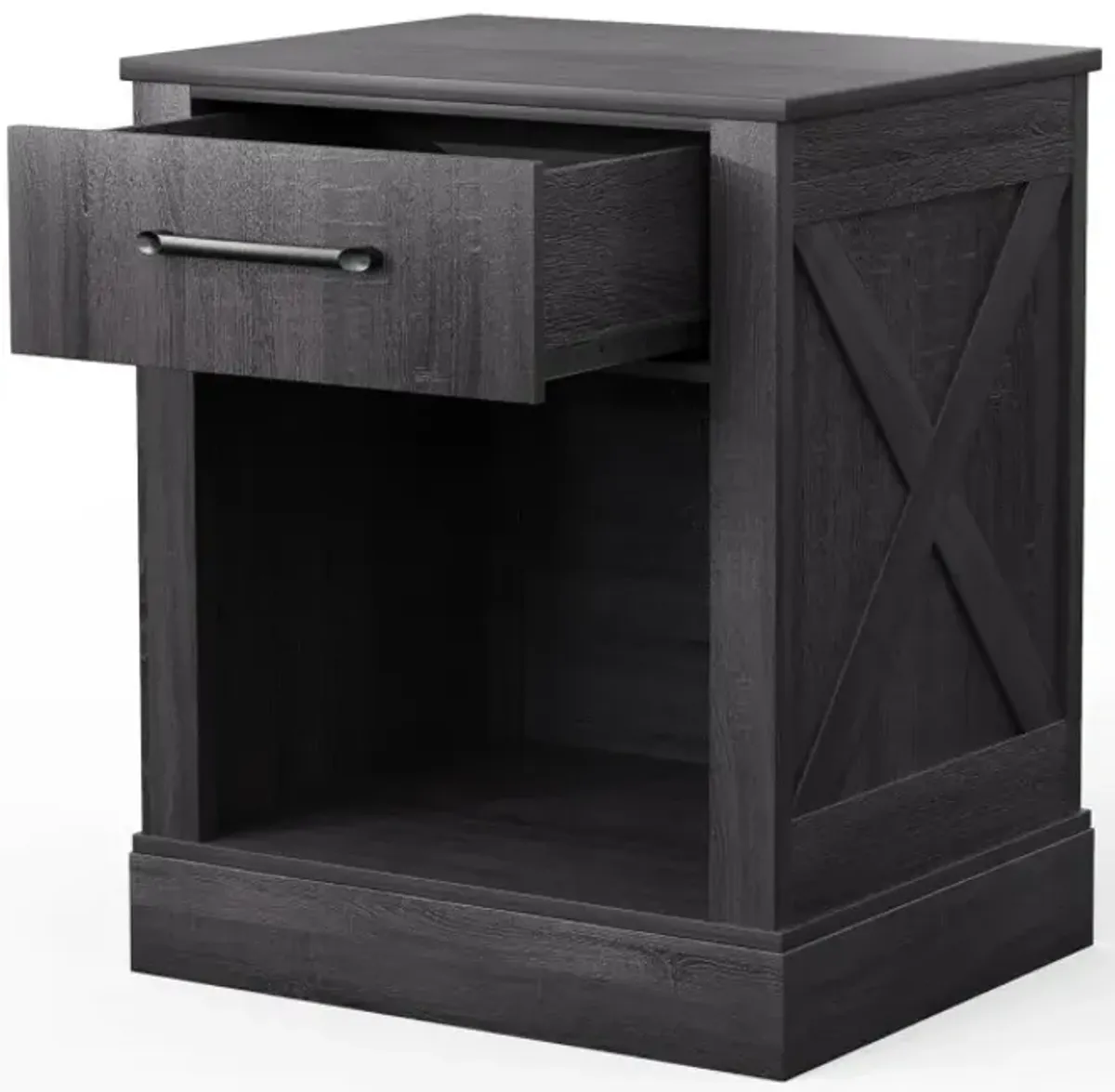 Compact Nightstand with Drawer and Open Compartment