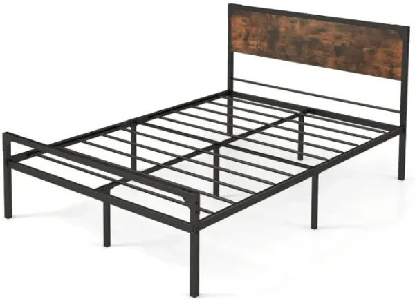 Platform Full/Queen Bed with Rustic Headboard and Footboard