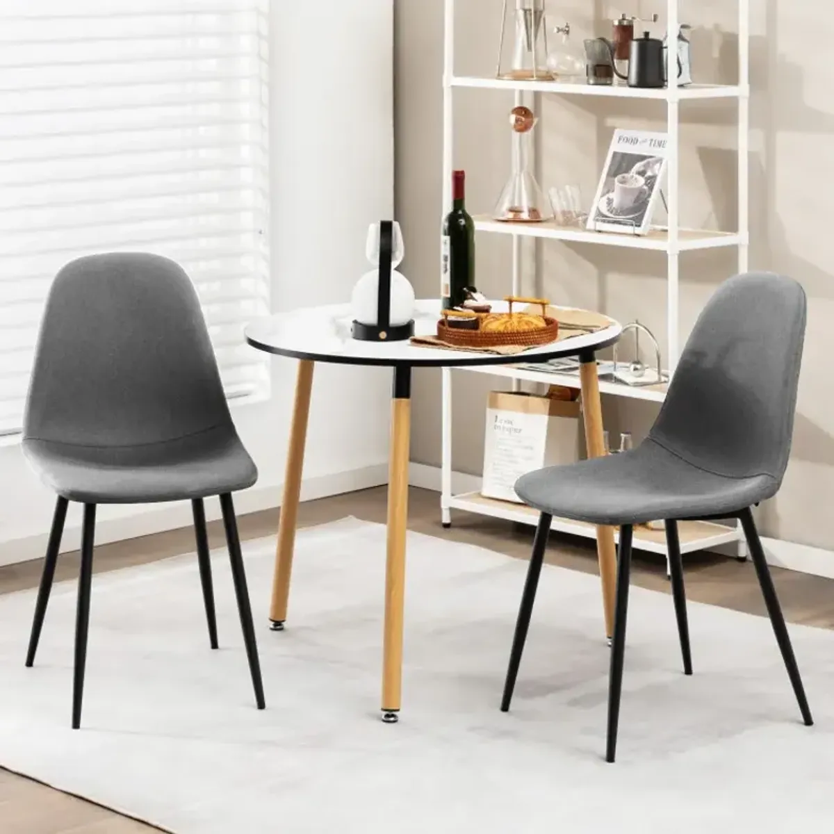 Dining Chairs Set of 4 with Black Metal Legs