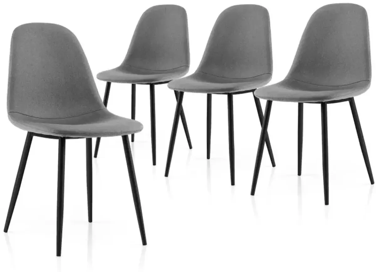 Dining Chairs Set of 4 with Black Metal Legs