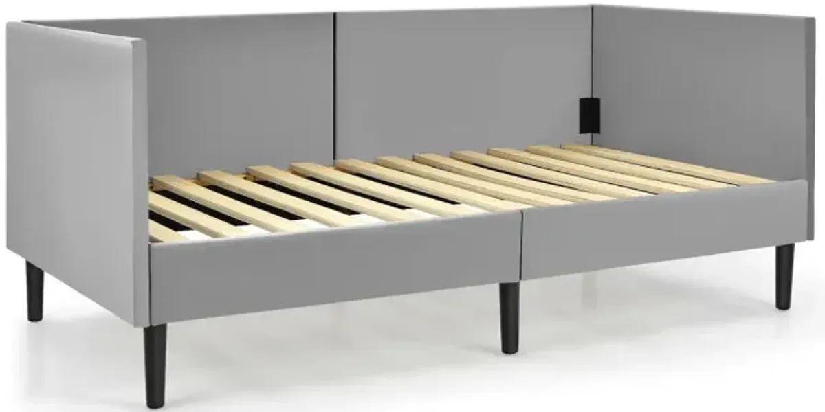Twin Size Daybed Frame with Sturdy Wooden Slat Support
