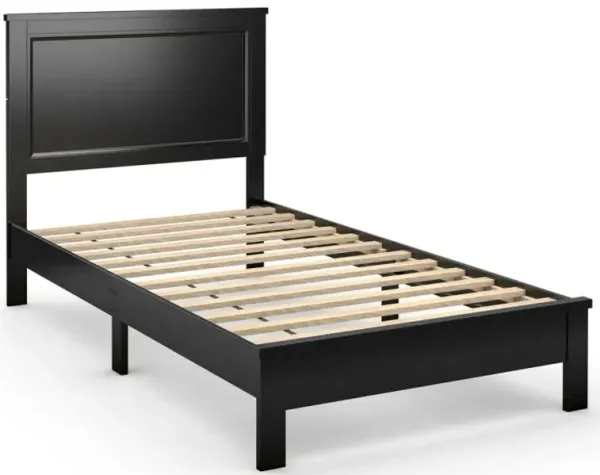 Twin Size Wooden Bed Frame with Headboard