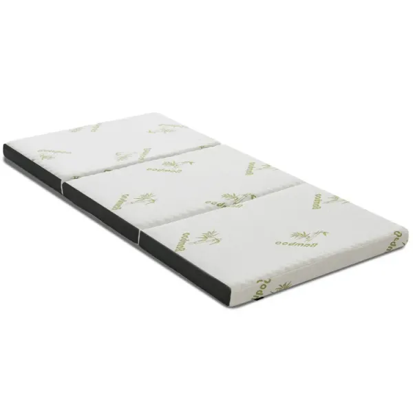 Portable Tri-fold Memory Foam Floor Mattress Topper with Carrying Bag