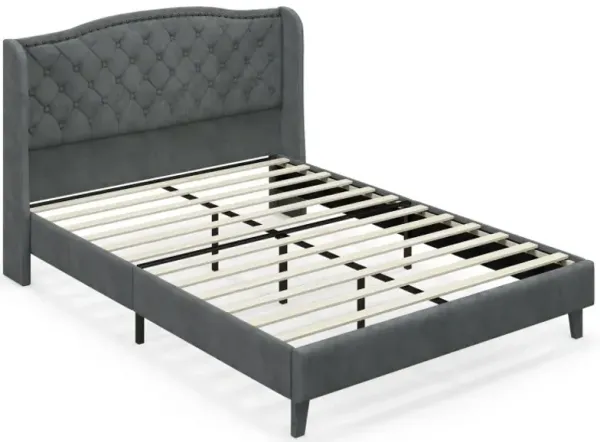 Full/Queen Size Upholstered Platform Bed Frame with Button Tufted Headboard