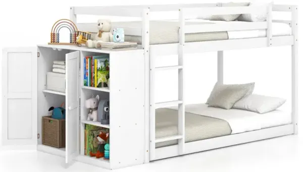 Twin Size Bunk Bed with Convertible Bookcase and Ladder