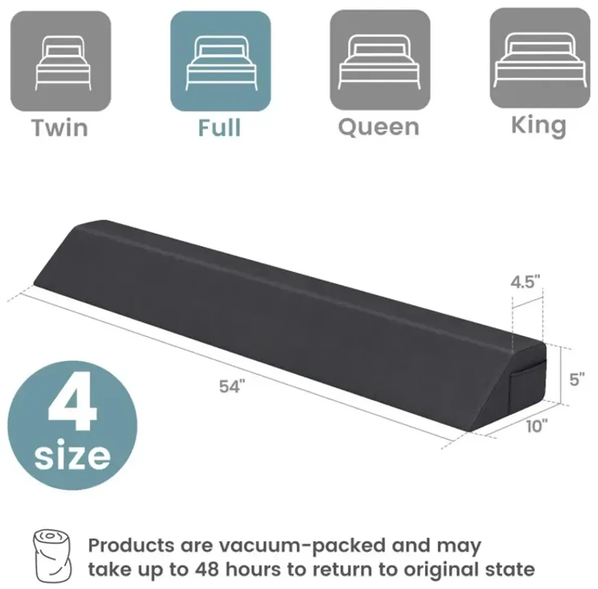 Bed Wedge Pillow with Storage Bag