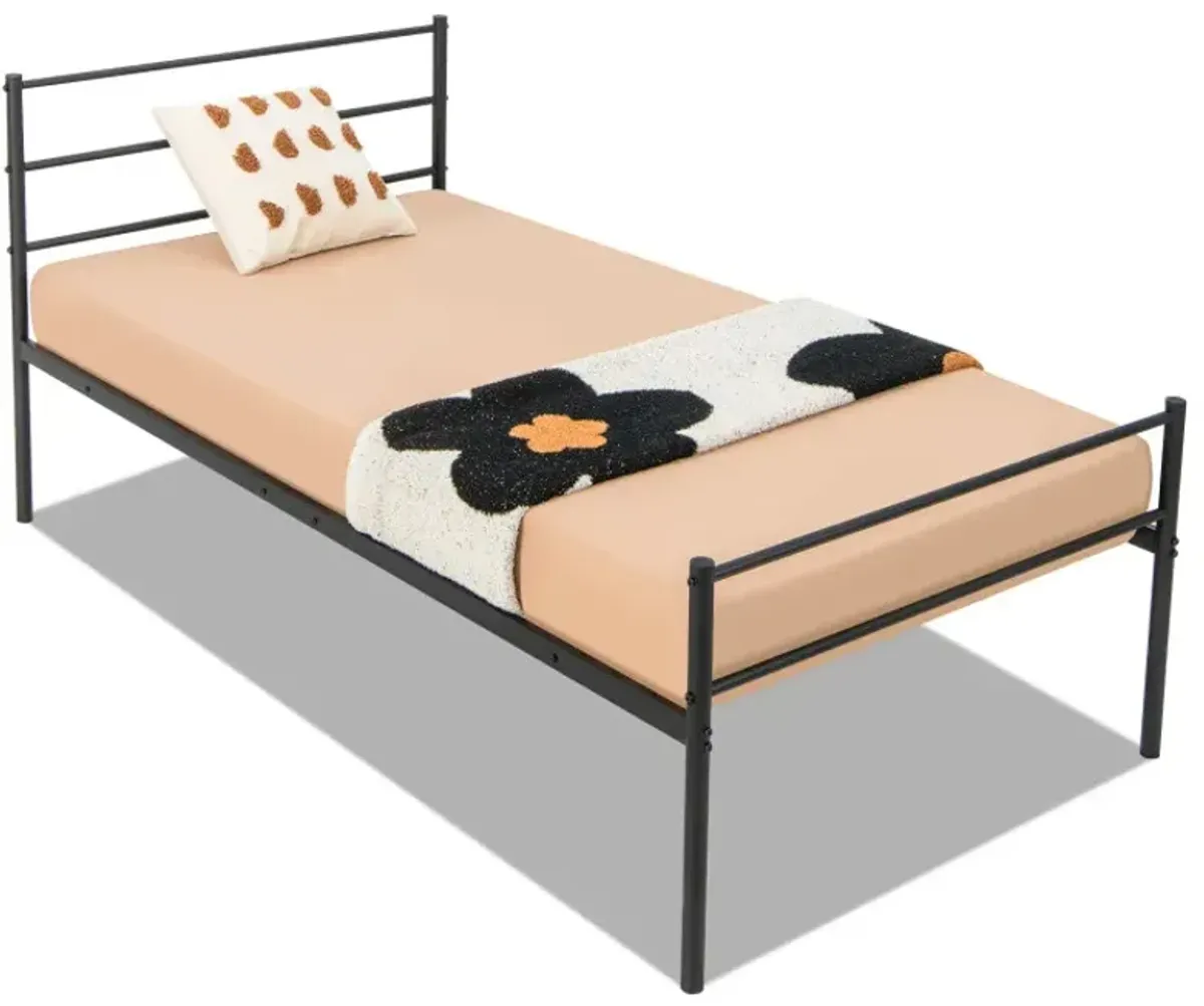 Twin Size Metal Bed Frame Platform with Headboard