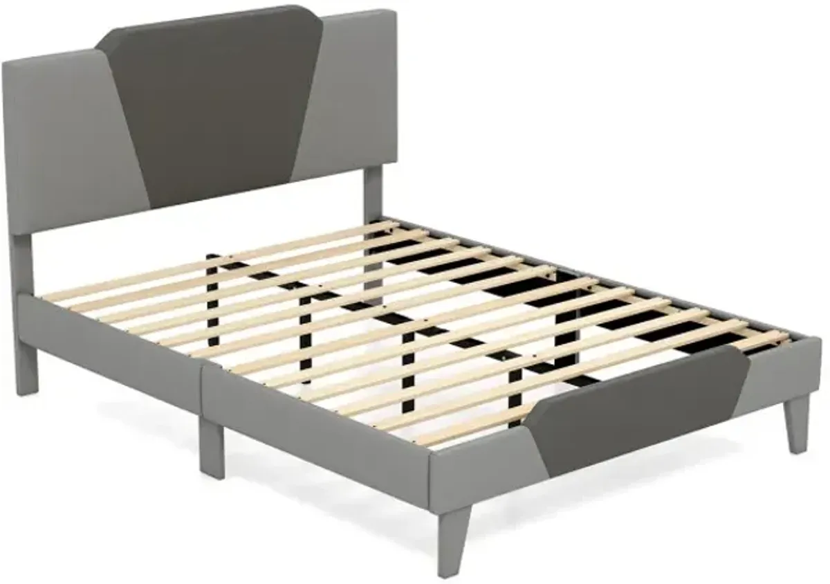 Full/Queen/Twin Velvet Upholstered Bed Frame with High Headboard