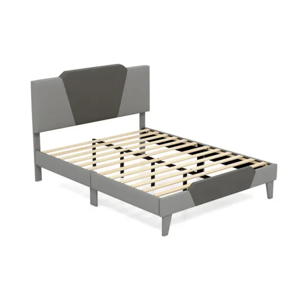 Full/Queen/Twin Velvet Upholstered Bed Frame with High Headboard