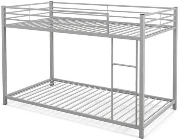 Low Profile Twin Over Twin Metal Bunk Bed with Full-length Guardrails