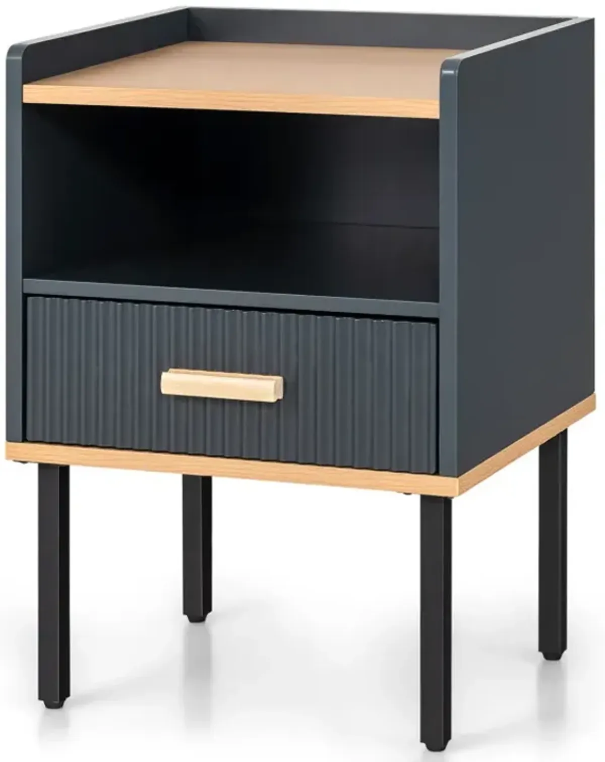 Nightstand Bedside End Table with Drawer and Shelf for Living Room Bedroom