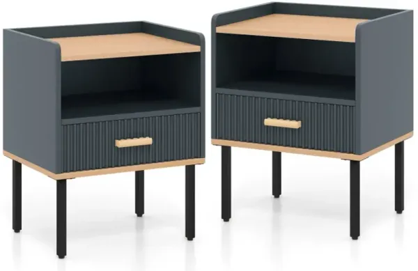 Nightstand Bedside End Table with Drawer and Shelf for Living Room Bedroom