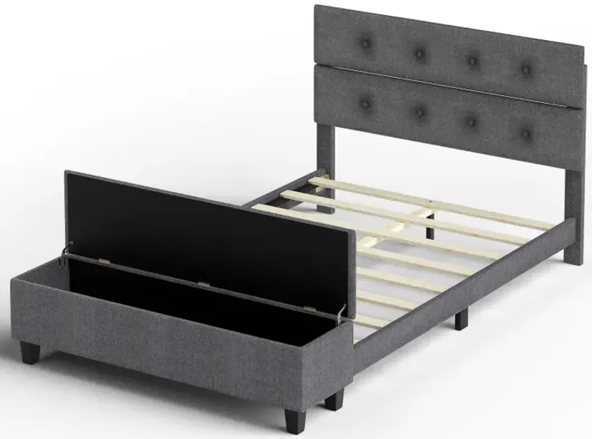 Twin/Full/Queen Upholstered Bed Frame with Ottoman Storage
