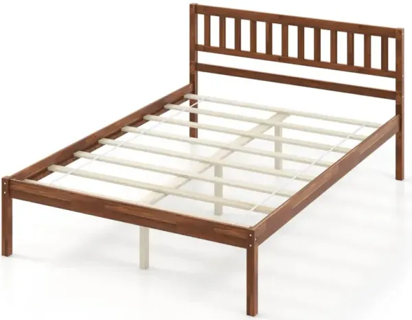 Twin/Full/Queen Size Wood Bed Frame with Headboard and Slat Support