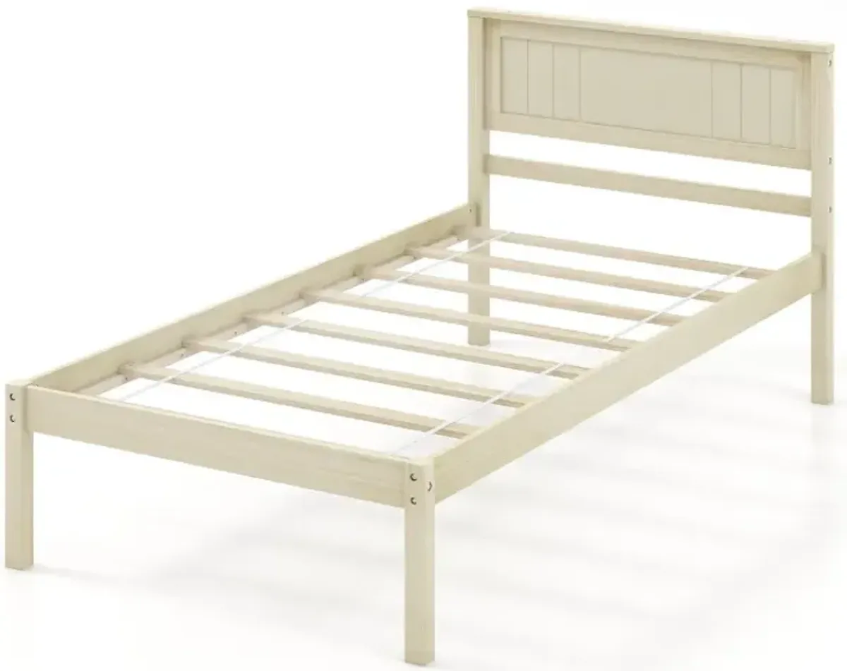 Twin/Full/Queen Size Wooden Bed Frame with Headboard and Slat Support