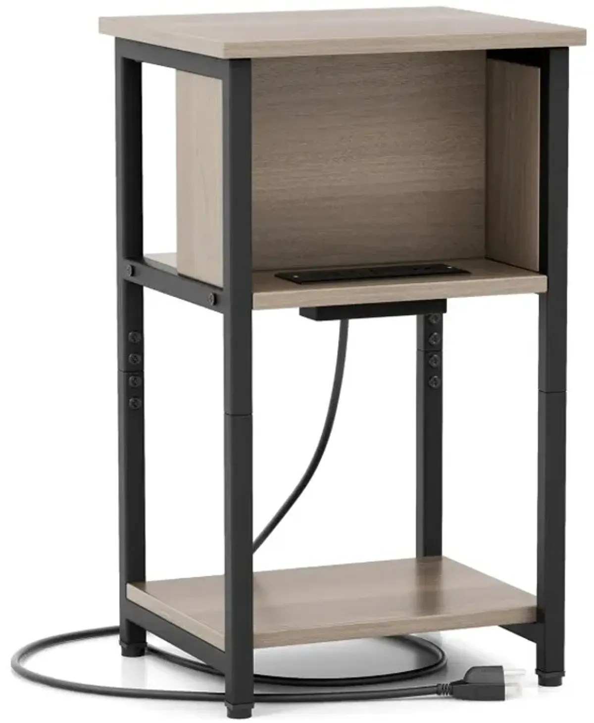 3-Tier End Table with USB Ports & Power Outlets