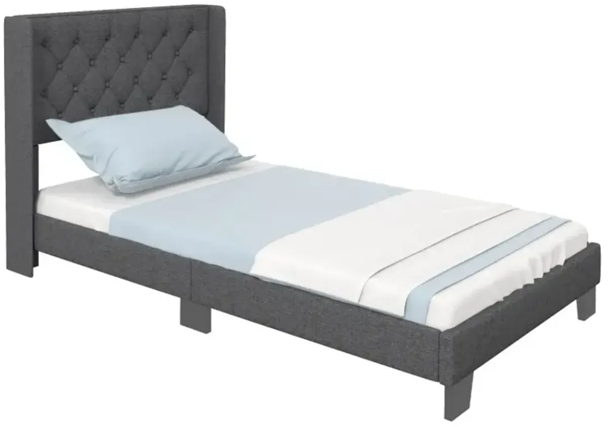 Twin/Full/Queen Size Modern Fabric Upholstered Platform Bed with Button Tufted Headboard