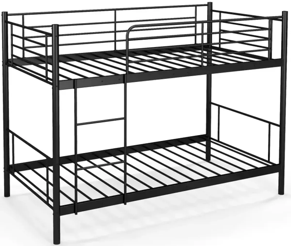 Metal Bunk Bed with Ladder and Full-length Guardrails