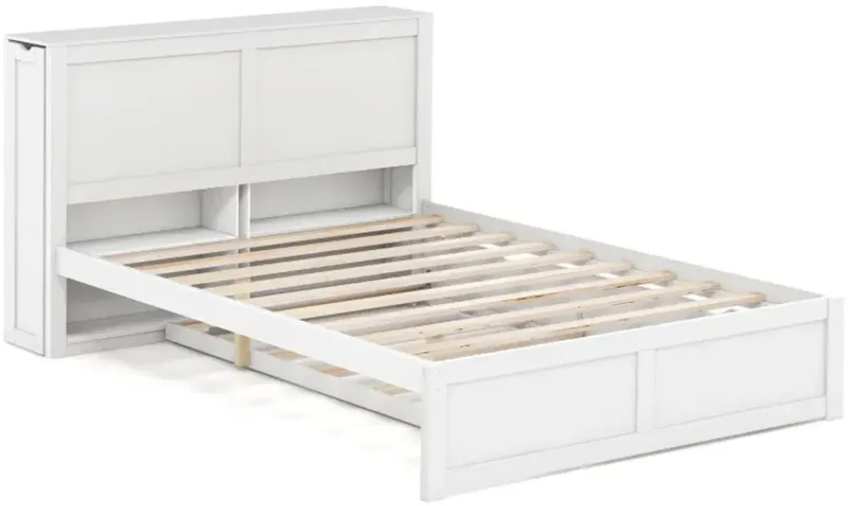 Twin/Full Kids Wooden Platform Bed with Trundle Storage Headboard