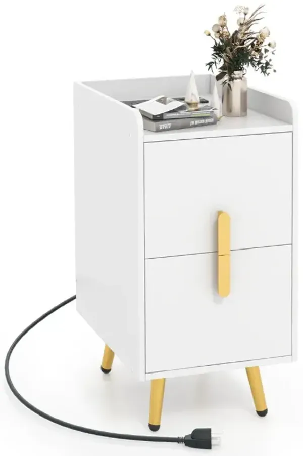 Nightstand Side Tables with 2 Drawers and 2 USB Ports