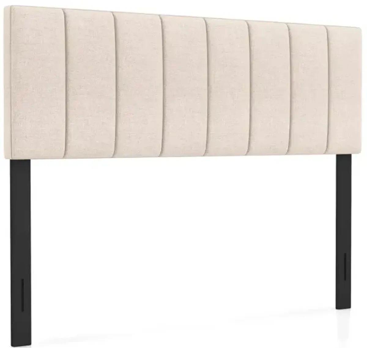 Linen Upholstered Headboard with Solid Wood Legs and Adjustable Width