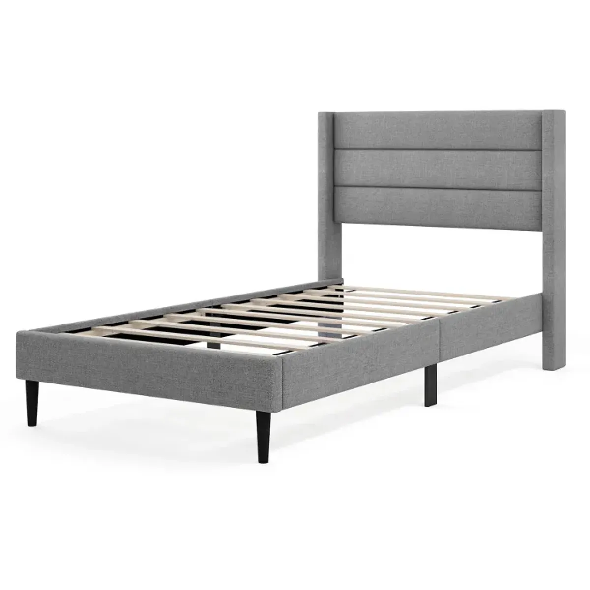 Linen Upholstered Platform Twin/Queen Bed Frame with Wingback Headboard