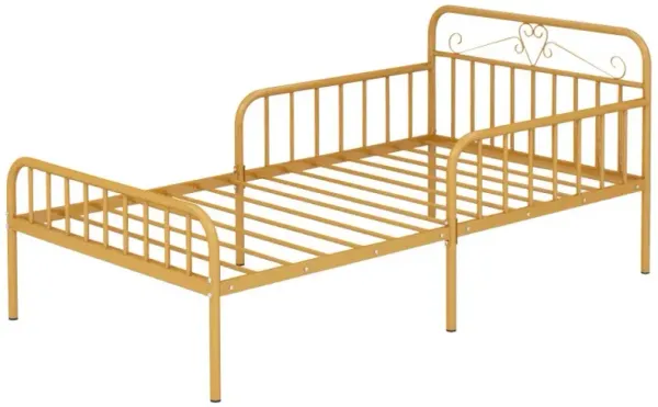 Twin Size Bed Frame with Headboard and Safety Side Guardrails