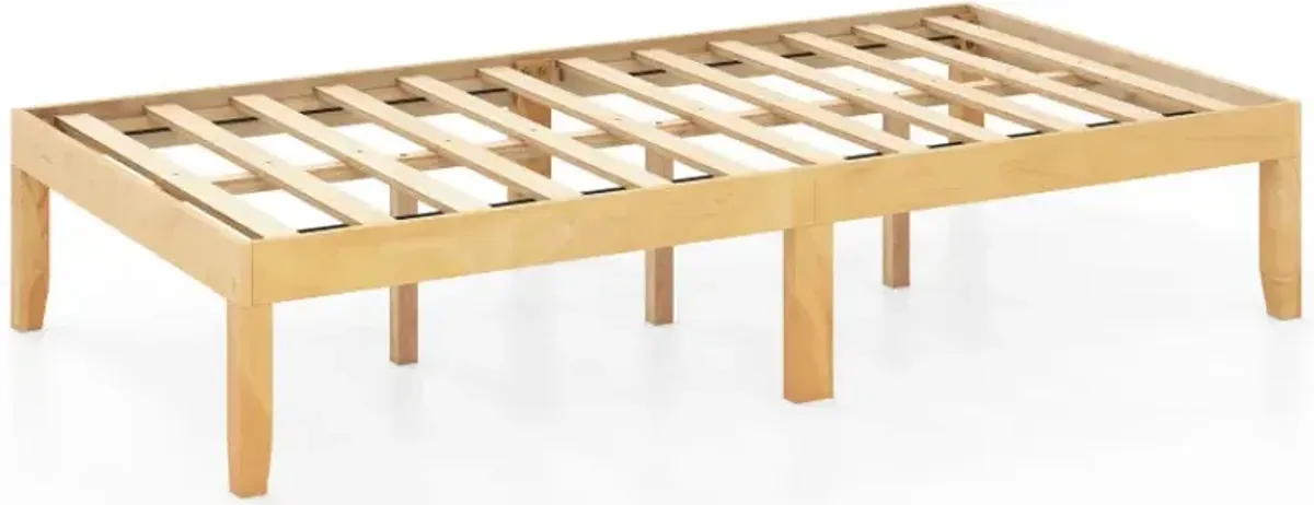 14 Inch Twin Wood Platform Bed Frame with Wooden Slats Support