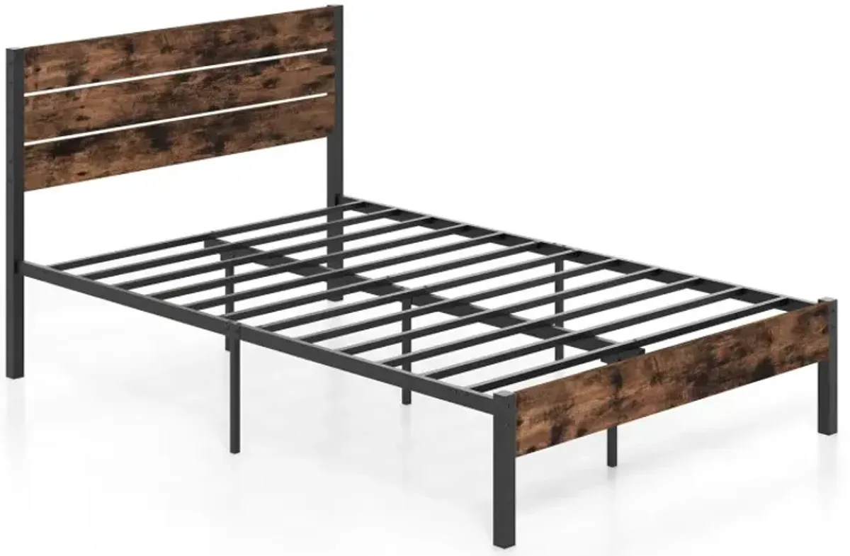Full/King/Queen/Twin Size Bed Frame with High Headboard and Mute Bar