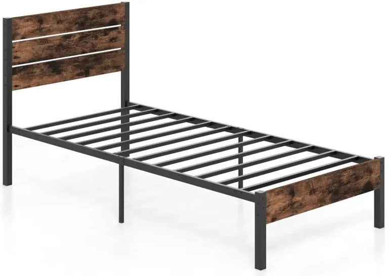 Full/King/Queen/Twin Size Bed Frame with High Headboard and Mute Bar