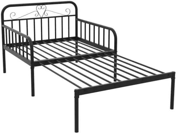 Extendable Metal Daybed to Twin Size Bed with Guardrails and Armrests