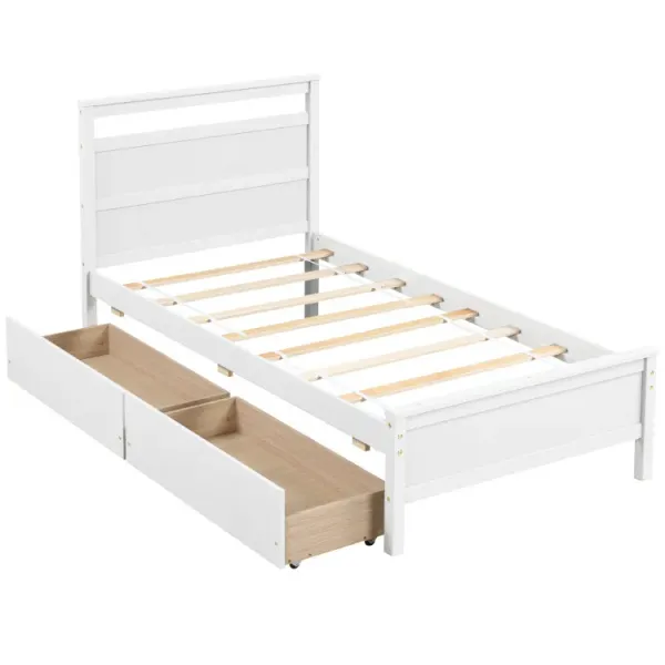 Twin Size Wooden Bed Frame with 2 Drawers for Teens and Adults