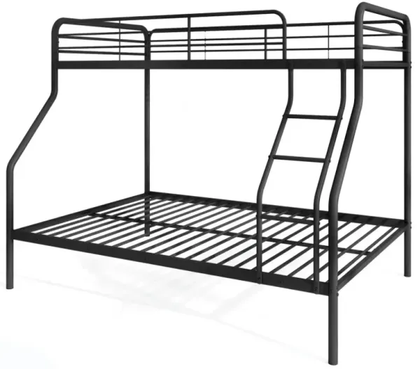 Twin Over Full Bunk Bed with Ladder and Full-length Guardrails