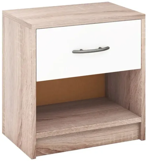 Bedside Table Nightstand with Drawer and Open Storage Shelf
