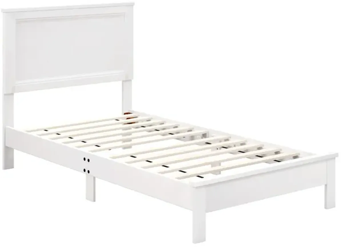Twin Size Wooden Bed Frame with Headboard and Slat Support