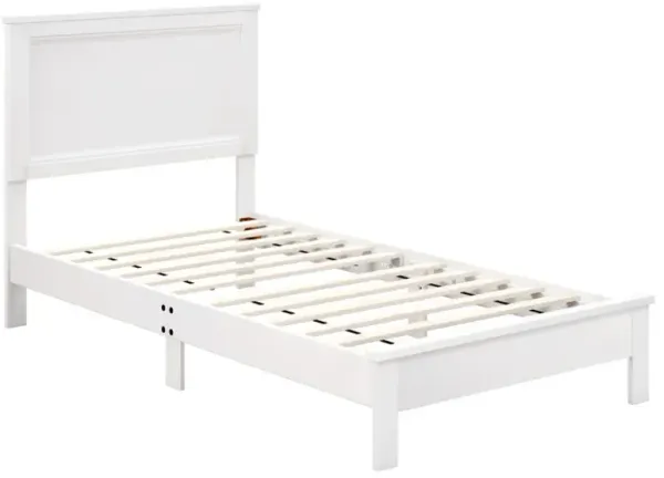 Twin Size Wooden Bed Frame with Headboard and Slat Support