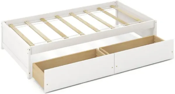 Twin Size Captain Bed with 2 Drawers and Slats Support